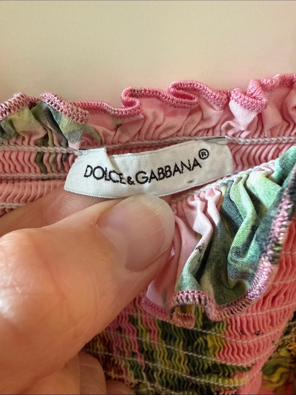 Dolce & Gabbana Pink Pineapple Print Summer Sundress with Smocked Bodice